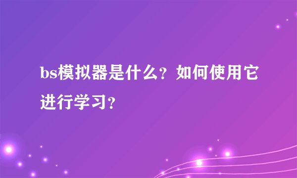 bs模拟器是什么？如何使用它进行学习？