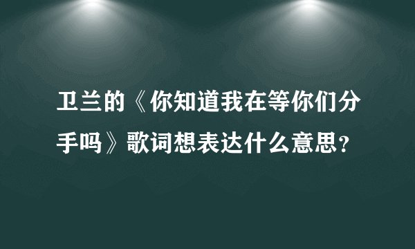 卫兰的《你知道我在等你们分手吗》歌词想表达什么意思？