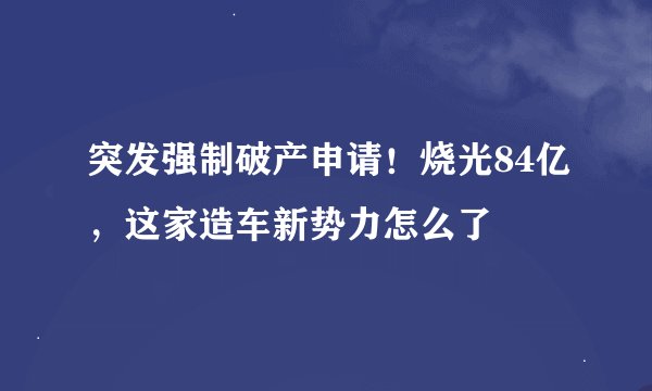 突发强制破产申请！烧光84亿，这家造车新势力怎么了