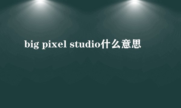 big pixel studio什么意思