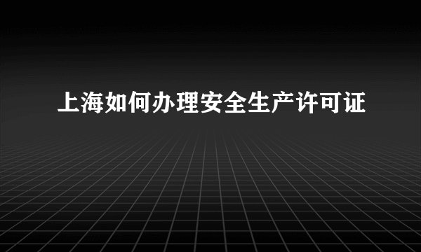 上海如何办理安全生产许可证