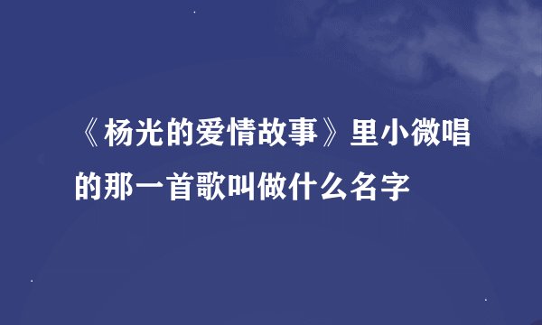 《杨光的爱情故事》里小微唱的那一首歌叫做什么名字