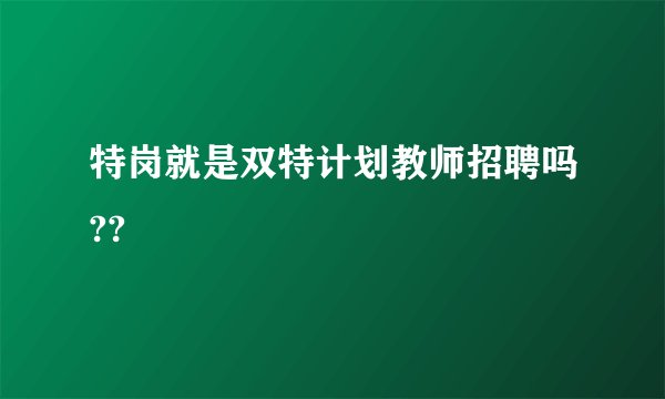 特岗就是双特计划教师招聘吗??