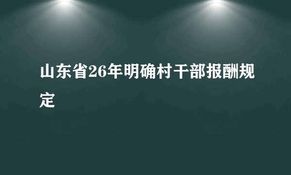 山东省26年明确村干部报酬规定
