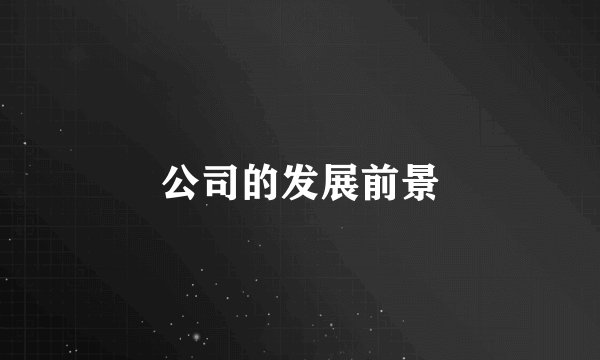 公司的发展前景