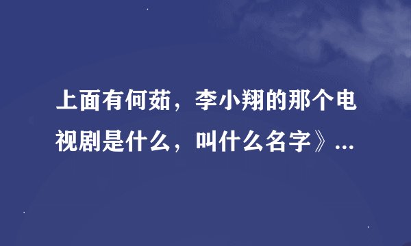 上面有何茹，李小翔的那个电视剧是什么，叫什么名字》？是关于缉毒的》