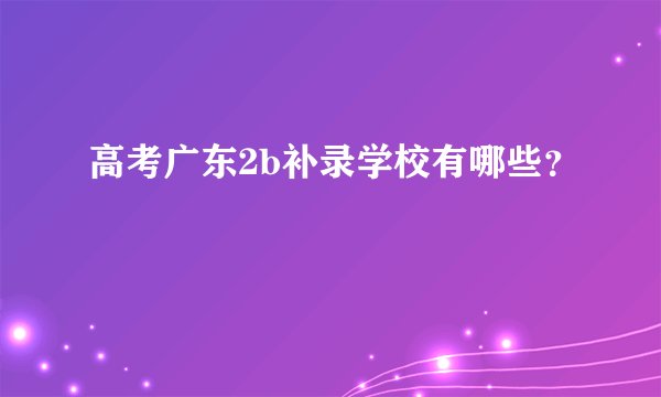 高考广东2b补录学校有哪些？