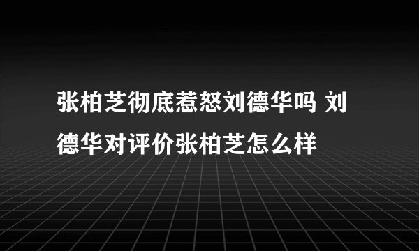 张柏芝彻底惹怒刘德华吗 刘德华对评价张柏芝怎么样