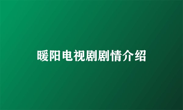 暖阳电视剧剧情介绍