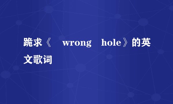 跪求《 wrong hole》的英文歌词