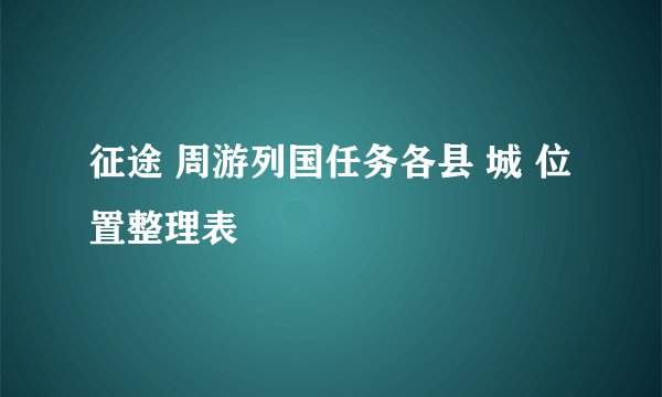 征途 周游列国任务各县 城 位置整理表