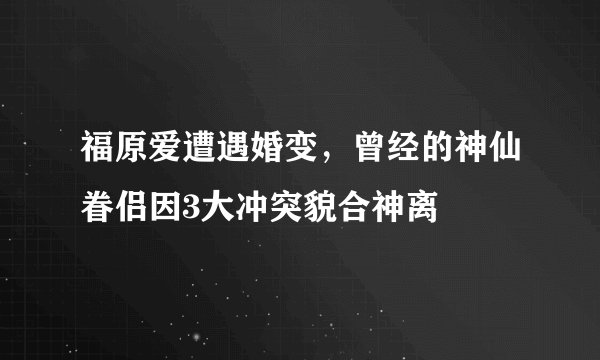 福原爱遭遇婚变，曾经的神仙眷侣因3大冲突貌合神离