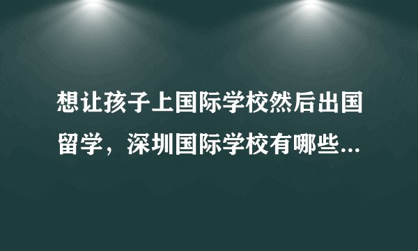 想让孩子上国际学校然后出国留学，深圳国际学校有哪些？哪个好一点呢？