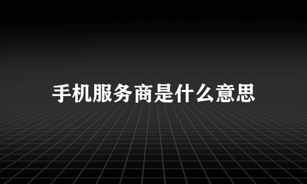手机服务商是什么意思