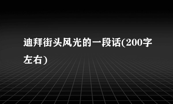 迪拜街头风光的一段话(200字左右)