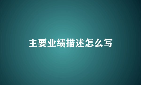 主要业绩描述怎么写