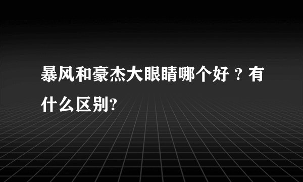暴风和豪杰大眼睛哪个好 ? 有什么区别?