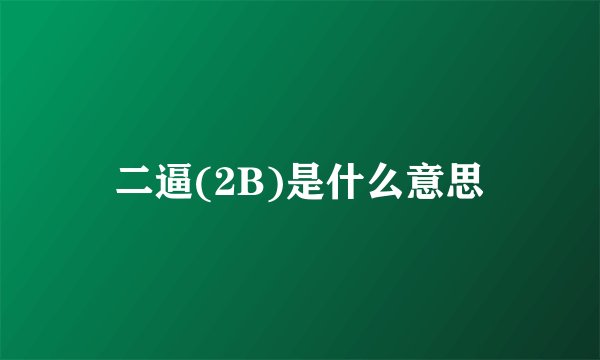 二逼(2B)是什么意思