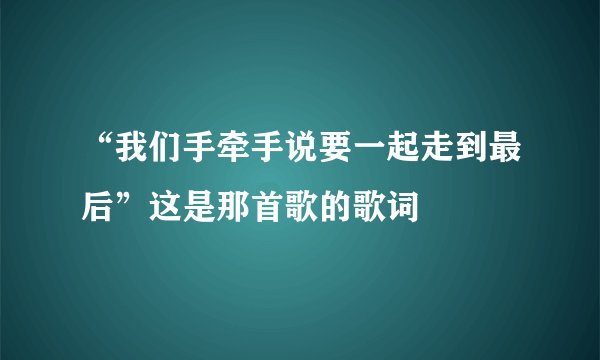 “我们手牵手说要一起走到最后”这是那首歌的歌词
