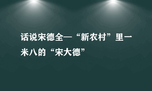 话说宋德全—“新农村”里一米八的“宋大德”