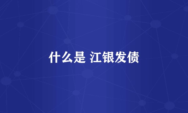 什么是 江银发债