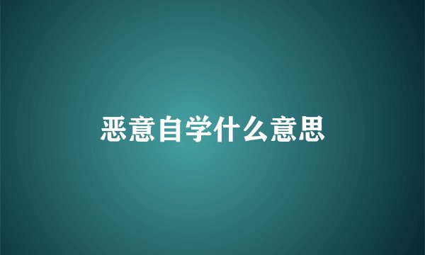 恶意自学什么意思