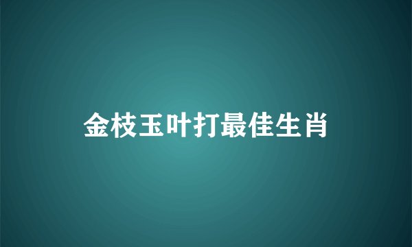 金枝玉叶打最佳生肖