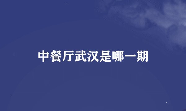 中餐厅武汉是哪一期