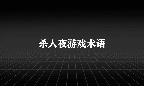杀人夜游戏术语