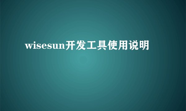 wisesun开发工具使用说明