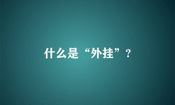 什么是“外挂”?