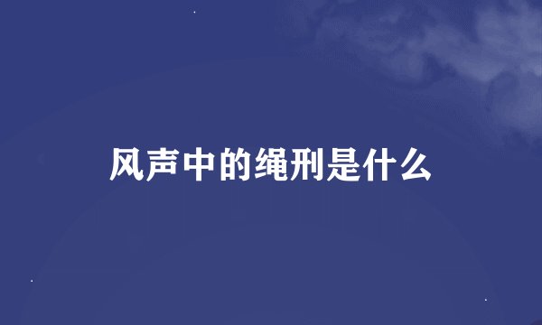 风声中的绳刑是什么