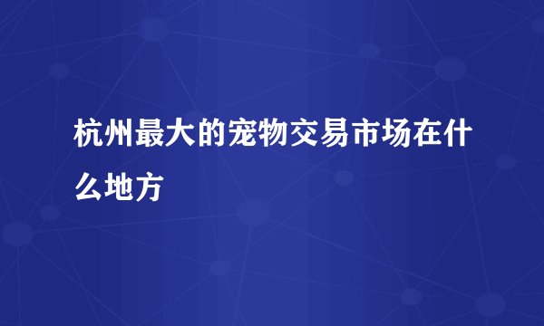 杭州最大的宠物交易市场在什么地方