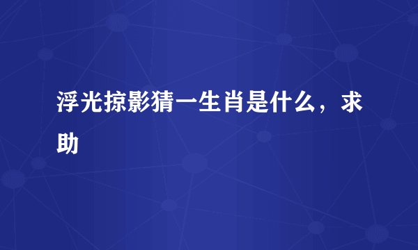 浮光掠影猜一生肖是什么，求助
