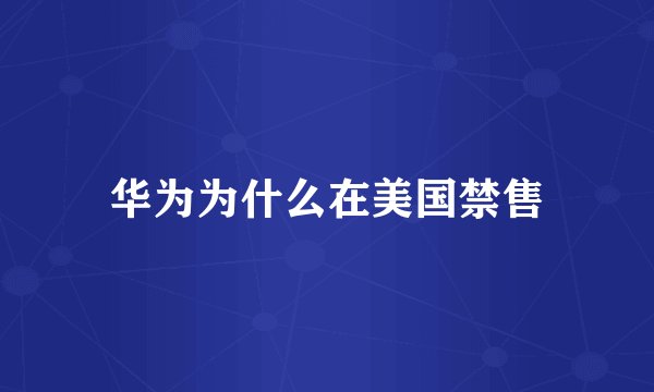 华为为什么在美国禁售