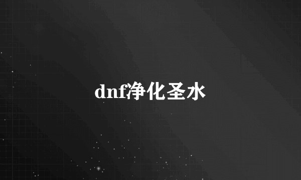 dnf净化圣水