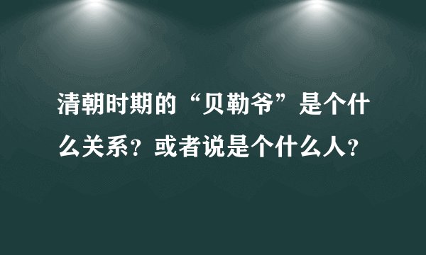 清朝时期的“贝勒爷”是个什么关系？或者说是个什么人？