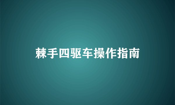 棘手四驱车操作指南