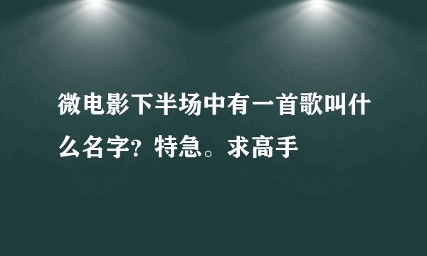 微电影下半场中有一首歌叫什么名字？特急。求高手