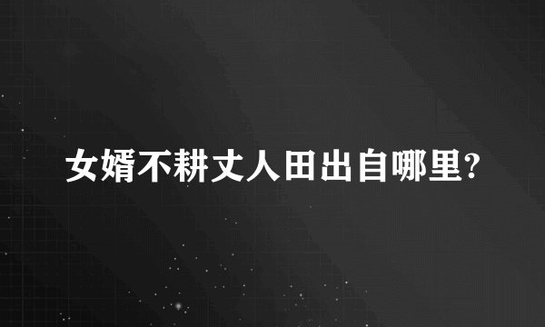 女婿不耕丈人田出自哪里?