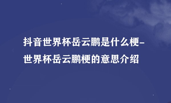 抖音世界杯岳云鹏是什么梗-世界杯岳云鹏梗的意思介绍