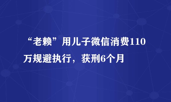 “老赖”用儿子微信消费110万规避执行，获刑6个月