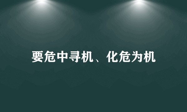 要危中寻机、化危为机