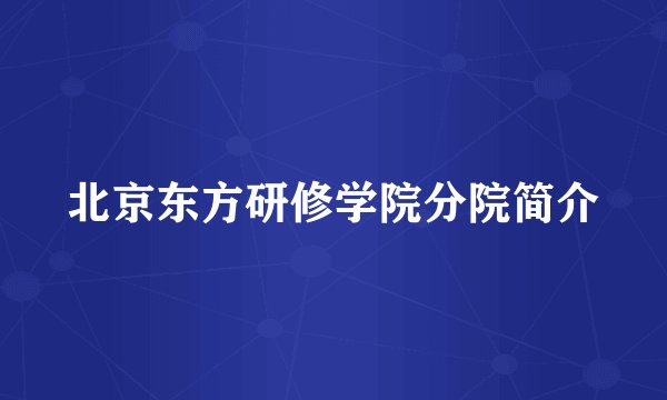 北京东方研修学院分院简介