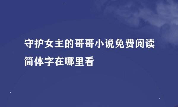 守护女主的哥哥小说免费阅读简体字在哪里看