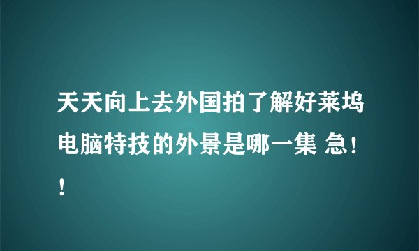 天天向上去外国拍了解好莱坞电脑特技的外景是哪一集 急！！