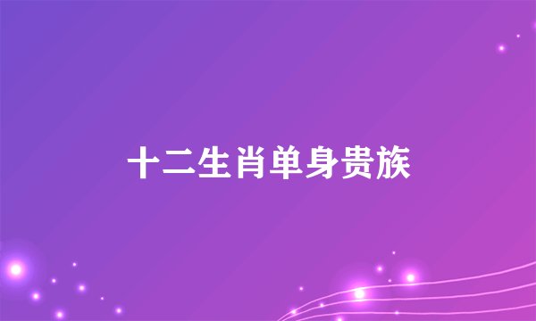 十二生肖单身贵族