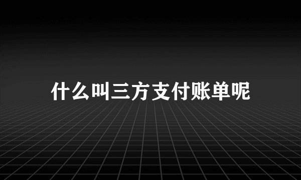 什么叫三方支付账单呢