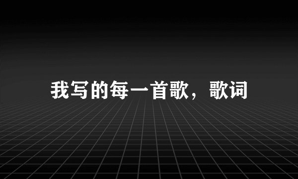 我写的每一首歌，歌词