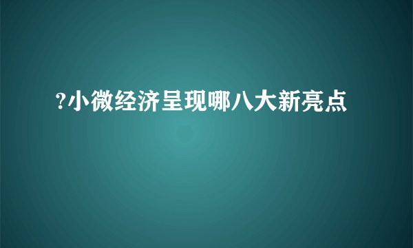 ?小微经济呈现哪八大新亮点